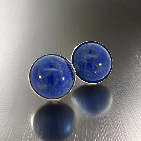 Natural Lapis Lazuli Cufflinks 14k Y Gold 40 CTW Certified 311039 - Picture 12 of 14